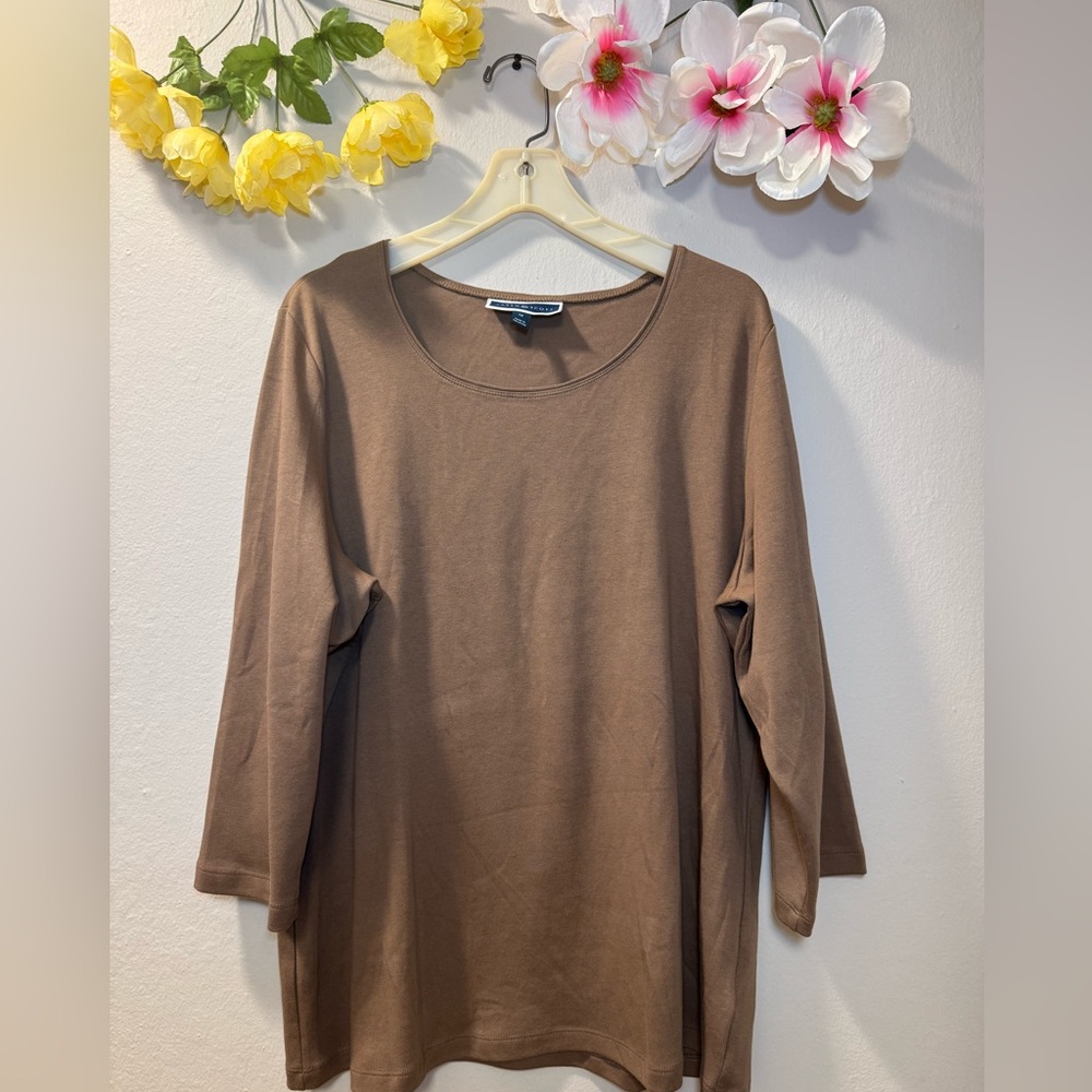 Karen Scott Brown Scoop Neck Tunic Top